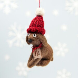 Felt Dog Hanging Decoration -  Festive Dog Felt Brown Dogs Themed Christmas Decorations Christmas Dog Lover Puppy Gift