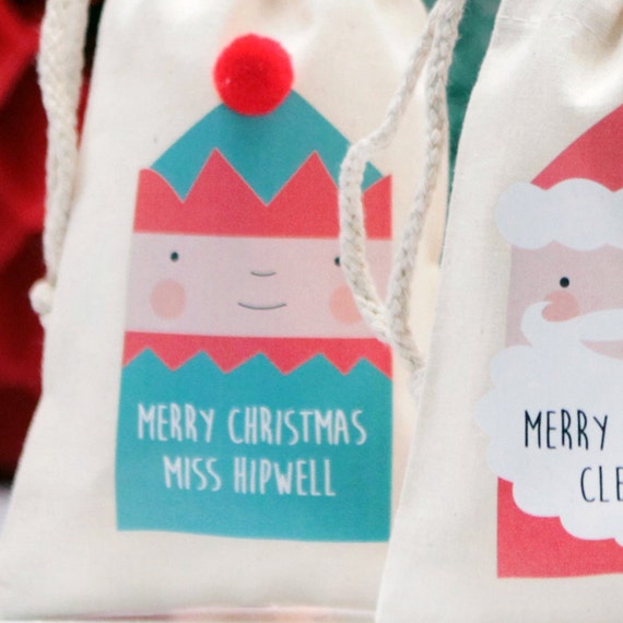 Christmas Drawstring Gift Bags (Set Of 3) 100% Cotton Canvas, Eco