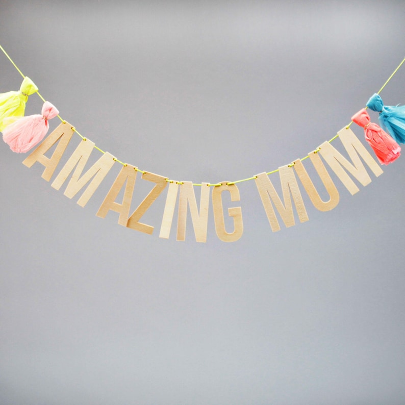 Mother/'s Birthday Decor Mother/'s Gift Ideas New Mum Gift Ideas For Mum Party Decor Baby Shower Garland Wooden Garland Amazing Mum Garland