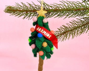 Personalised Christmas Tree Hanging Decoration - Traditional Christmas Gifts For Children Felt Bauble Festive Teacher Gifts