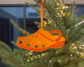Personalised Clog Christmas Tree Decoration Handmade Bespoke Fun