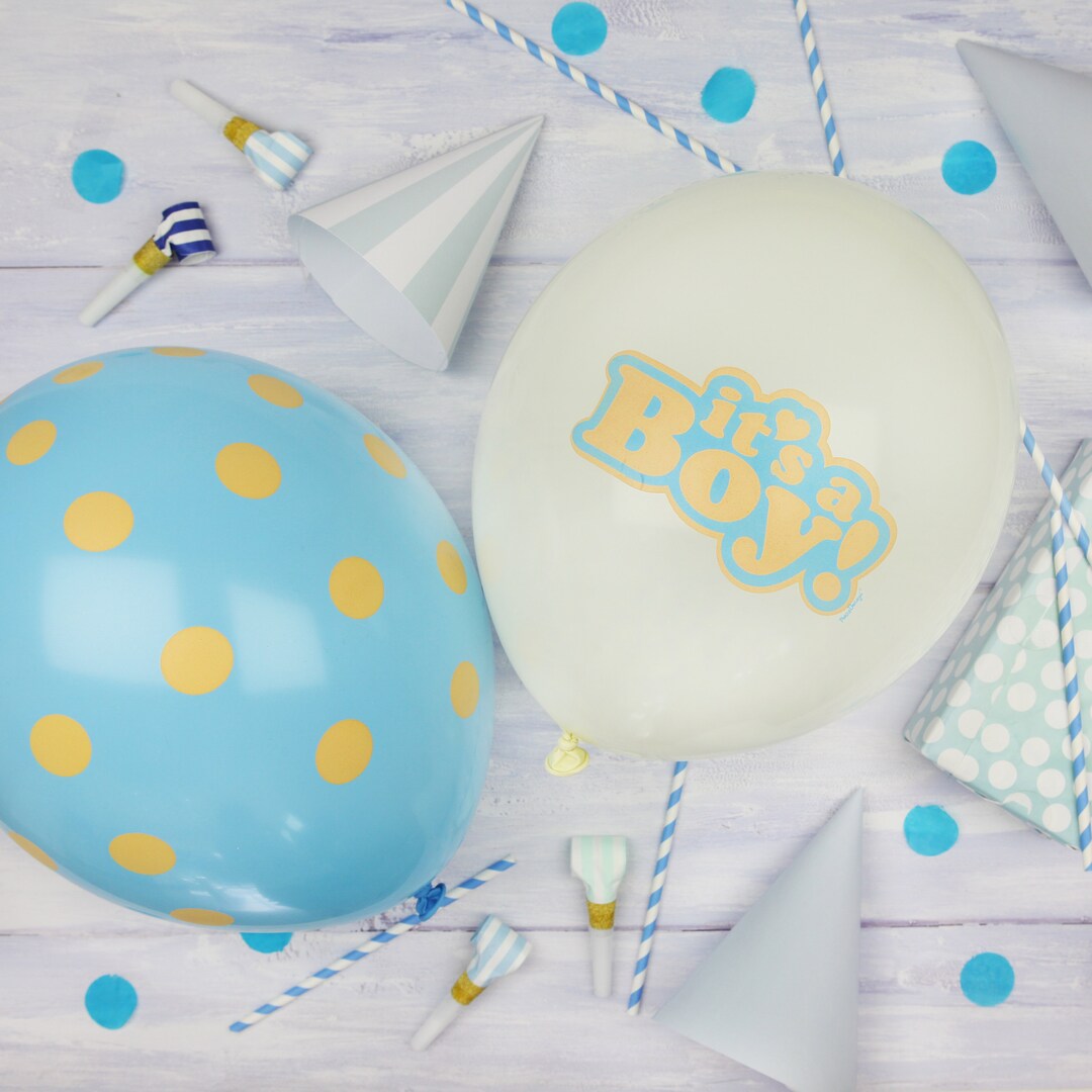 It's A Boy Baby Balloons - 6 Pack - Baby Shower Balloons White and Blue ...