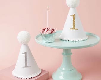 White First Birthday Party Hat - Classic Birthday Hat Custom Party Hat For 1st Birthday Childrens Birthday Gift Ideas