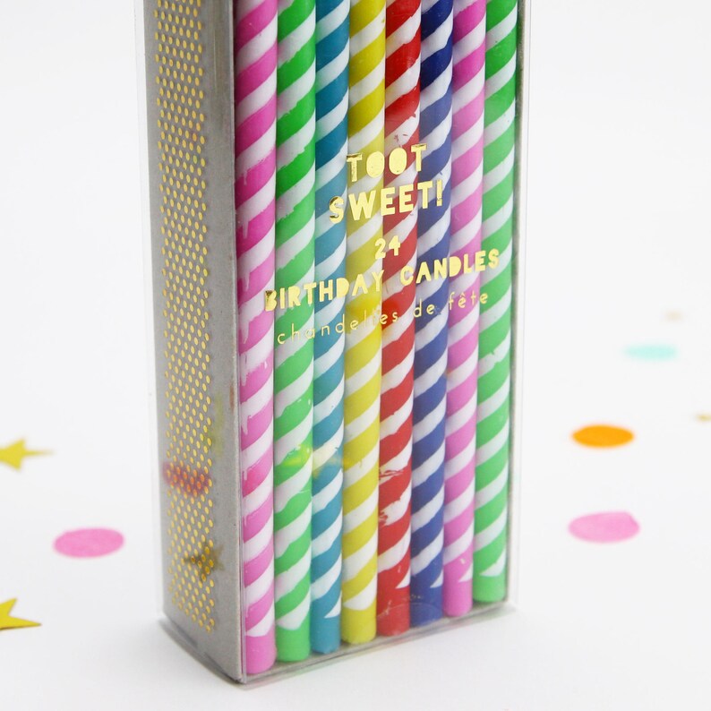 Tall Colourful Candles 24 Pack Classic Birthday Candles Etsy