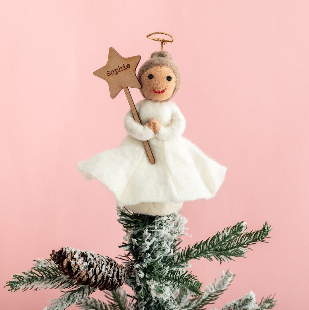 Christmas Angel Tree Topper - Felt Christmas Tree Topper Personalised ...