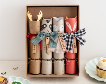 Crackers de Noël animaux des bois - lot de 8 - craquelins de table traditionnels sur le thème des décorations de Noël - craquelins de table festifs uniques