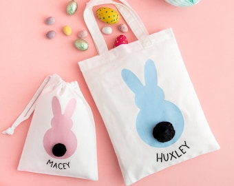 Bolsa de regalo de Pascua personalizada con cola esponjosa negra - Bolsa de regalo de Pascua Pastel Bolsa de conejito de caza de huevos de Pascua Regalo Fiesta Pastel GiftEaster