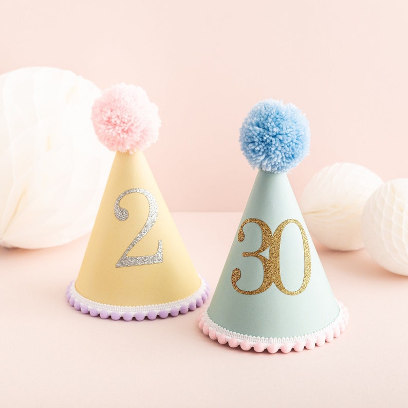 Chapeau de fête pour tous âges Chapeau d'anniversaire pastel Chapeau de fête personnalisé pour anniversaire, idées cadeau d'anniversaire pour enfants image 1