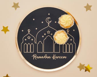 Ramadan Kareem Papierteller - 8er Pack - Eid Feier Party Navy Gold Tischdekoration Ramadan Eid Einweggeschirr