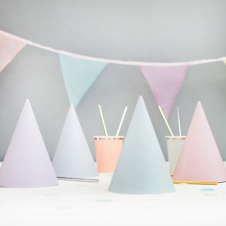 Pastel Party Hats 4 Pack With Optional Silver or Gold Pom Etsy UK