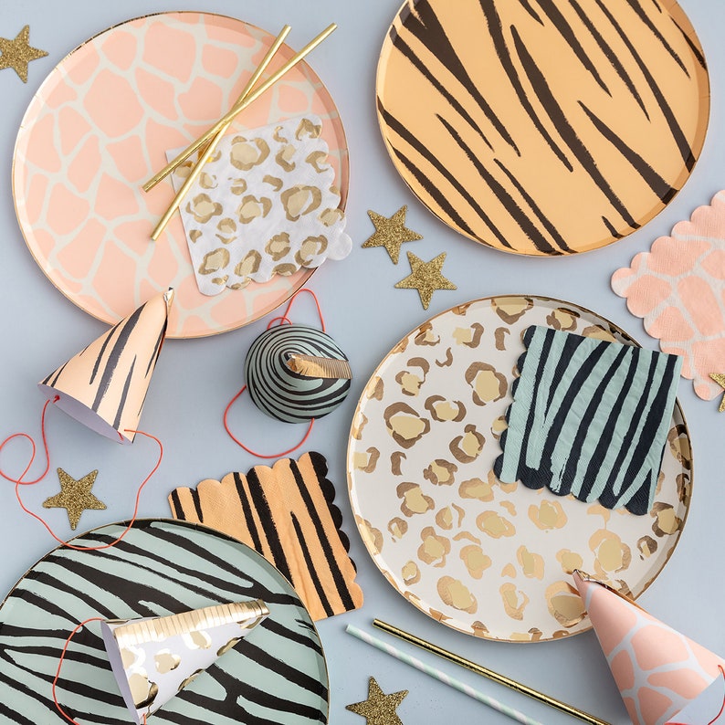 Animal Print Party Hats 8 Pack Birthday Party Safari Theme Etsy UK