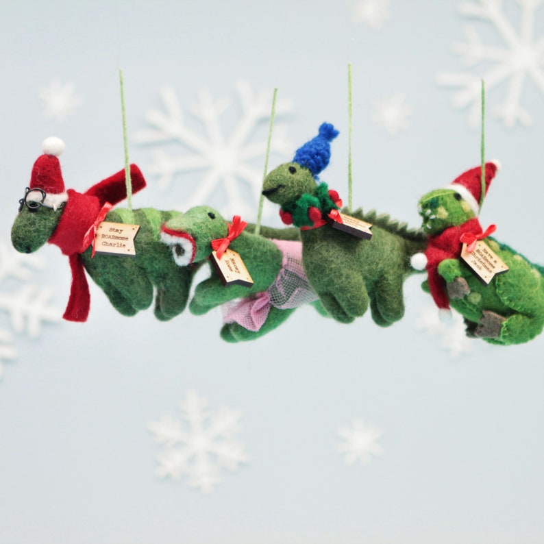 Personalised Dinosaur Tree Decoration Unique Festive Etsy