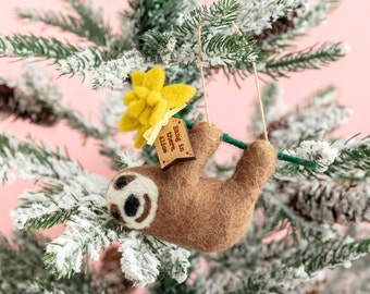 Personalised Sloth Decoration - Hang In There Felt Sloth Hanging Decoration Personalized Gift Ideas Positive Gift For Friend