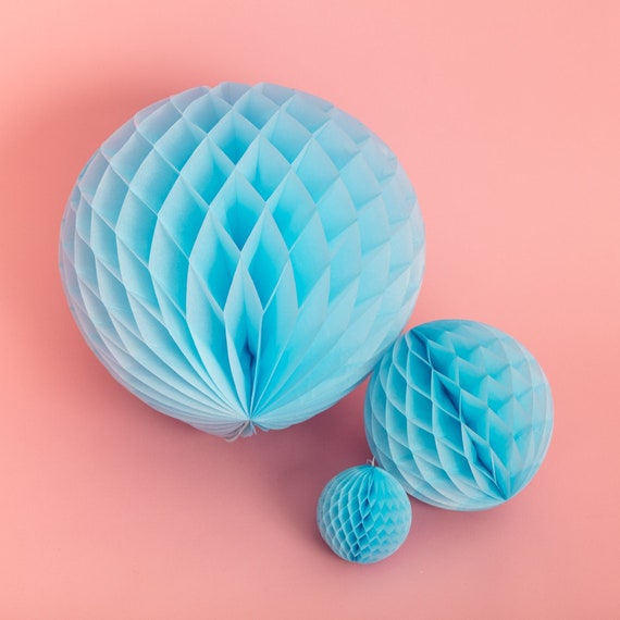 Light Blue Honeycomb Decorations Blue Birthday Party Decorations Paper  Honeycomb Balls Gender Reveal Boy Baby Shower Hanging Decorations 