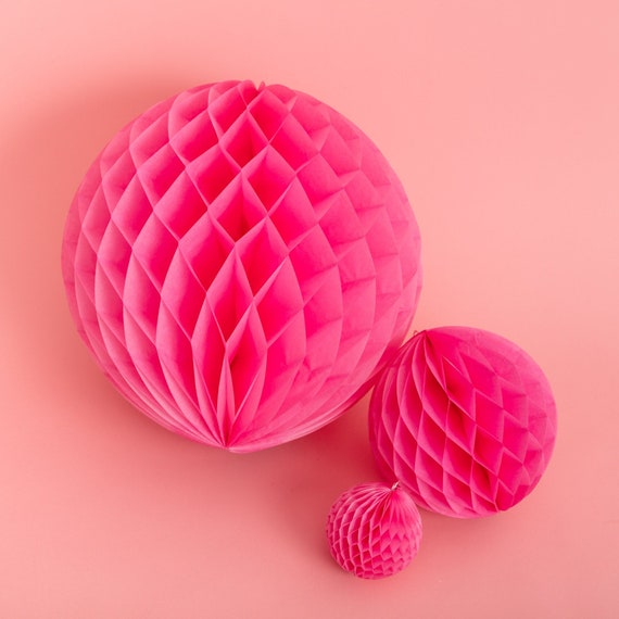 Bright Pink Honeycomb Decorations - Pink Birthday Party Pink Wedding  Decorations Paper Honeycomb Balls Hanging Decorations