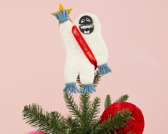 Yeti Christmas Tree Topper - Personalised Felt Festive Gift Gift Ideas Winter Theme Bigfoot Gift Letterbox Gifts