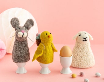 Oeuf douillet en feutre - Petit-déjeuner de Pâques au lit Cadeaux sur le thème des animaux Lapin Lapin Oeuf à couver Poussin Oeufs Dippy confortables pour enfants