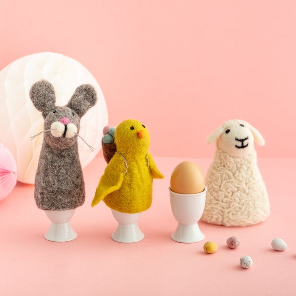 Oeuf douillet en feutre - Petit-déjeuner de Pâques au lit Cadeaux sur le thème des animaux Lapin Lapin Oeuf à couver Poussin Oeufs Dippy confortables pour enfants