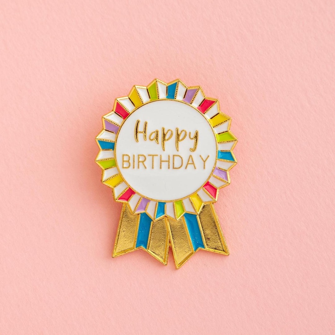 Happy Birthday Enamel Pin Badge - Colourful Letterbox Birthday Gifts ...