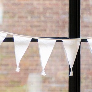 White Fabric Party Bunting White Wedding Bunting Natural Theme Street Party Great British Summer Outdoor Birthday Garden Party Decorations image 2