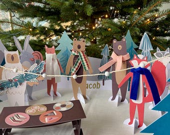 Personalised Woodland Paper Play Advent Calendar - Christmas Countdown For Family Card Christmas Gift Ideas Young Kids Unique