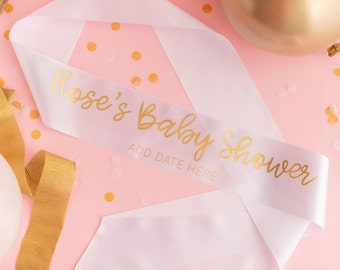 Personalised Baby Shower Sash - Mum to Be Sash Gender Reveal Accessories Custom Sashes Baby Shower Party Decoration Any Name Mummy Sash
