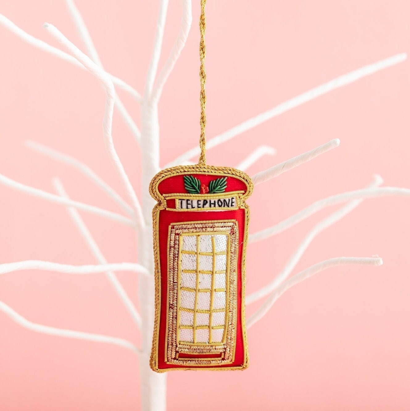 Embroidered Red Phone Box Christmas Tree Decoration - Telephone Box  Christmas Bauble Christmas Gift Ideas London Christmas Decorations
