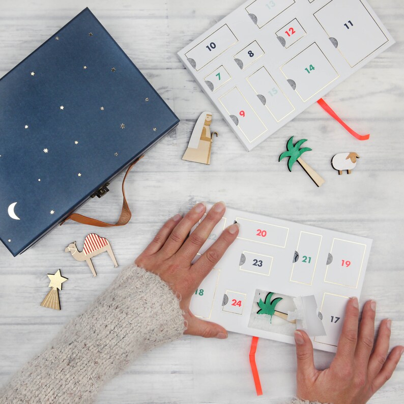 Kerststal Advent Kalender  Houten Geboorte Advent Kalender afbeelding 3