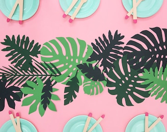 Green Tropical Leaf Decorations - 21 Pack - Green Table Decorations Animal Themed Party Leaves Tropical Wedding Decorations Themed