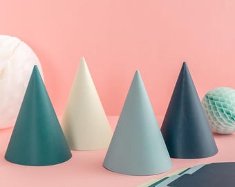 Deep Toned Party Hats - 4 Pack - Flat Pack Birthday Party Party Accessories Autumn Colours Deep Dark Party Hats