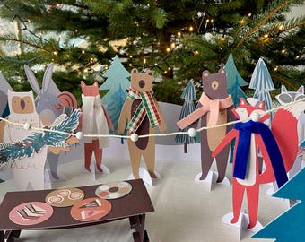 Woodland Paper Play Advent Calendar - Christmas Countdown For Family Card Christmas Gift Ideas Young Kids Unique
