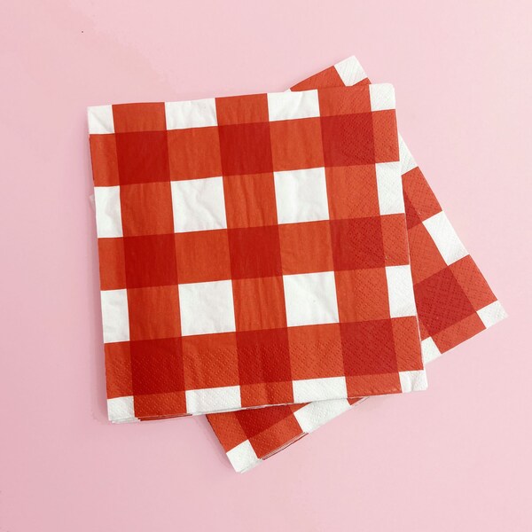 Red Gingham Napkins Etsy