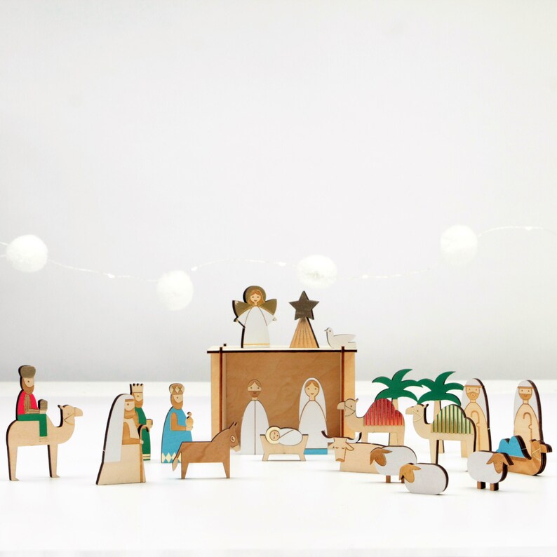 Kerststal Advent Kalender  Houten Geboorte Advent Kalender afbeelding 0