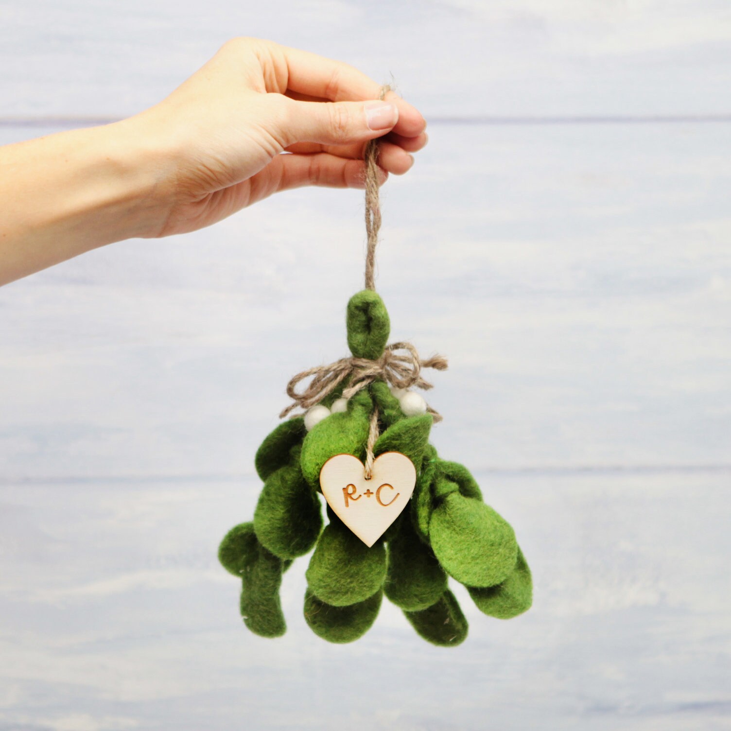 Personalised Felt Mistletoe Decoration Felt Christmas Tree Etsy