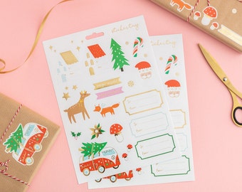 Christmas Stickers And Gift Labels - Christmas Gift Tags Festive Stickers DIY Christmas Gift Wrap For Christmas Presents