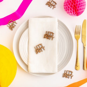 Wooden Let&#39;s Party Table Confetti - Birthday Table Decorations Reusable Birthday Party Confetti Celebration