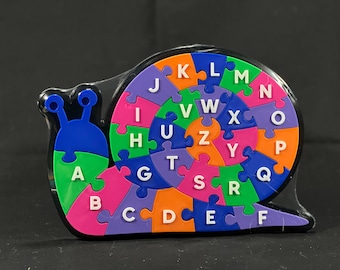 Snail Alphabet Puzzle – Multicolor 3D Printed ABC Learning Toy