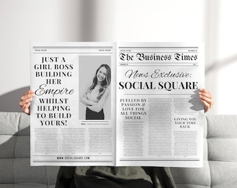 Canva Business Newspaper Template, Business Announcement Newspaper For Photography, Editable Large Newspaper New Business Announcement,