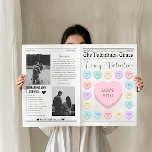 Valentinstag Zeitungsvorlage, bearbeitbares Canva Zeitung Valentinstag Geschenk, einzigartige personalisierte Valentinstag Kartenidee, Cupids Post Papier