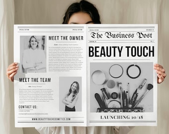 Large Business Newspaper Template, Branding Photoshoot, Printable Newspaper for New Business Announcement Newspaper Template for Photography
