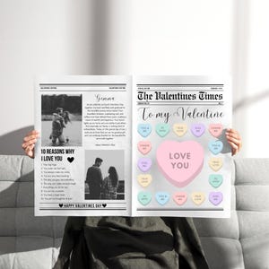 Bearbeitbares Canva Zeitung Valentinstag Geschenk, einzigartige personalisierte Valentinstag Kartenidee, Valentinstag Zeitungsvorlage, Cupids Post Papier