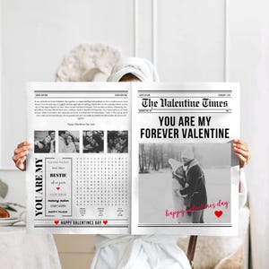Bearbeitbare Canva Zeitung Valentinstag Geschenk, Valentinstag Zeitung Vorlage, einzigartige personalisierte Valentinstag Kartenidee, Cupids Post Papier