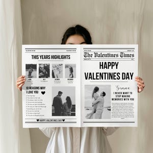 Bearbeitbare Canva Zeitung Valentinstag Geschenk, Valentinstag Zeitung Vorlage, einzigartige personalisierte Valentinstag Kartenidee, Cupids Post Papier