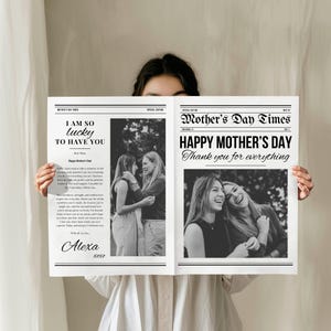 Muttertag Zeitung Vorlage, Einzigartiges Muttertagsgeschenk, Personalisierte Muttertag Zeitung Bouquet Wrap Geschenk, Zeitung Wrap Canva Vorlage