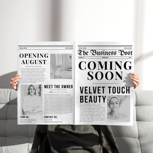 Plantilla de periódico comercial de Canva, anuncio comercial de periódico para fotografía, anuncio comercial de periódico grande editable,