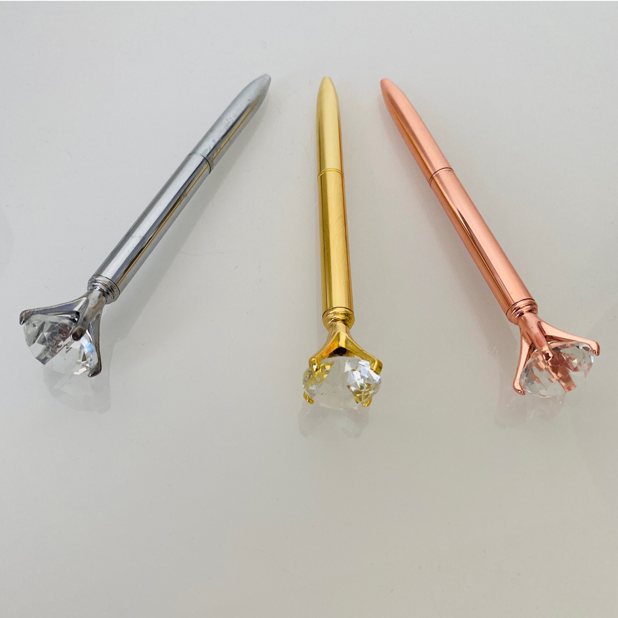 Quick Dispatch & Delivery Big Crystal Diamond Rose Gold Ballpoint Pen Blue Ink 