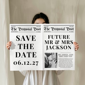Newspaper Engagement Announcement Template Editable Save the Date Announcement Canva Design Printable Engagement Notice Wedding Announcement