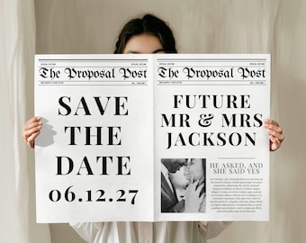 Newspaper Engagement Announcement Template Editable Save the Date Announcement Canva Design Printable Engagement Notice Wedding Announcement