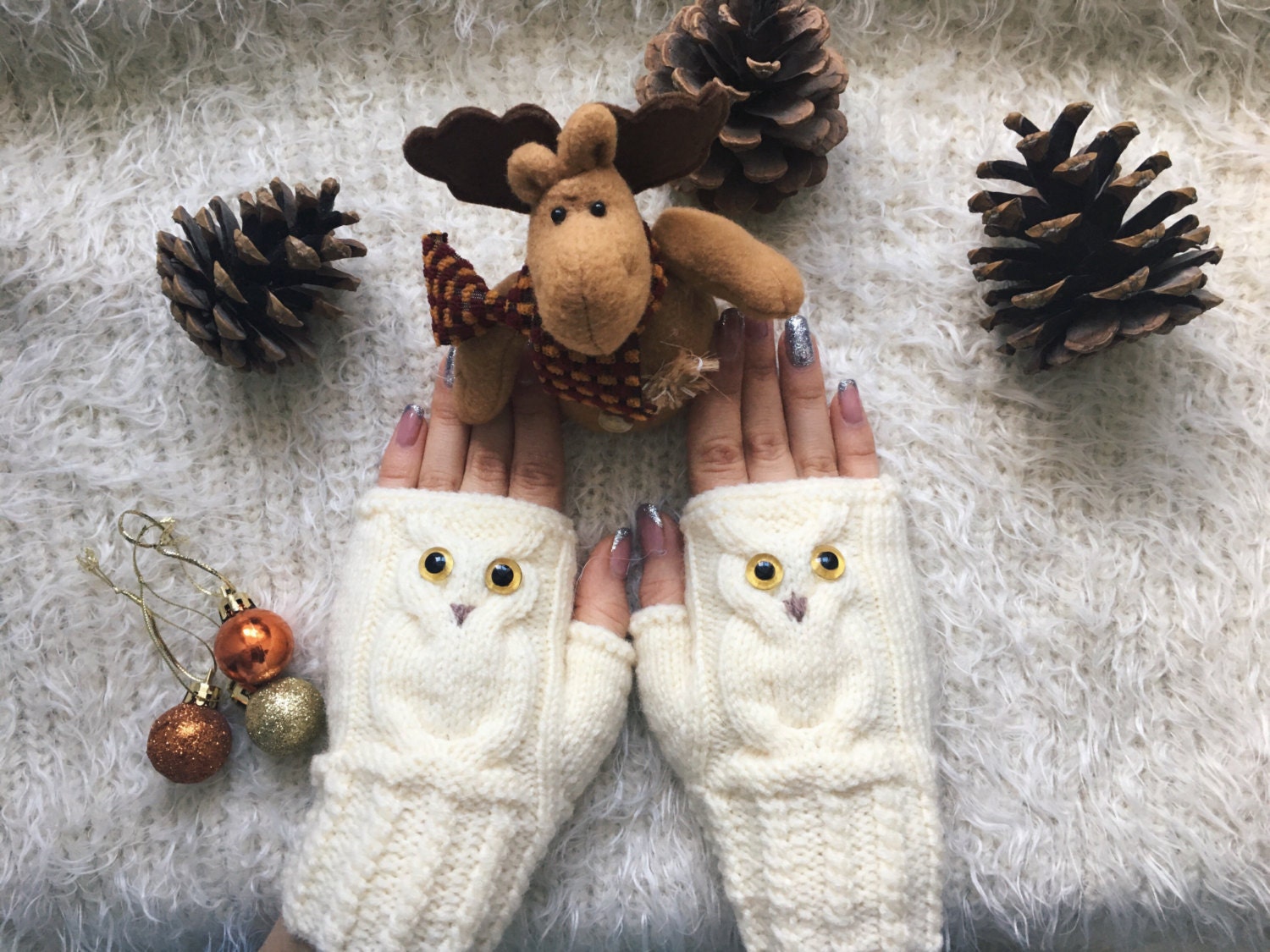 Owl on sale fingerless mittens