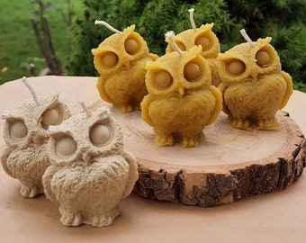 Beeswax owl candles gift for owl lovers scented candle